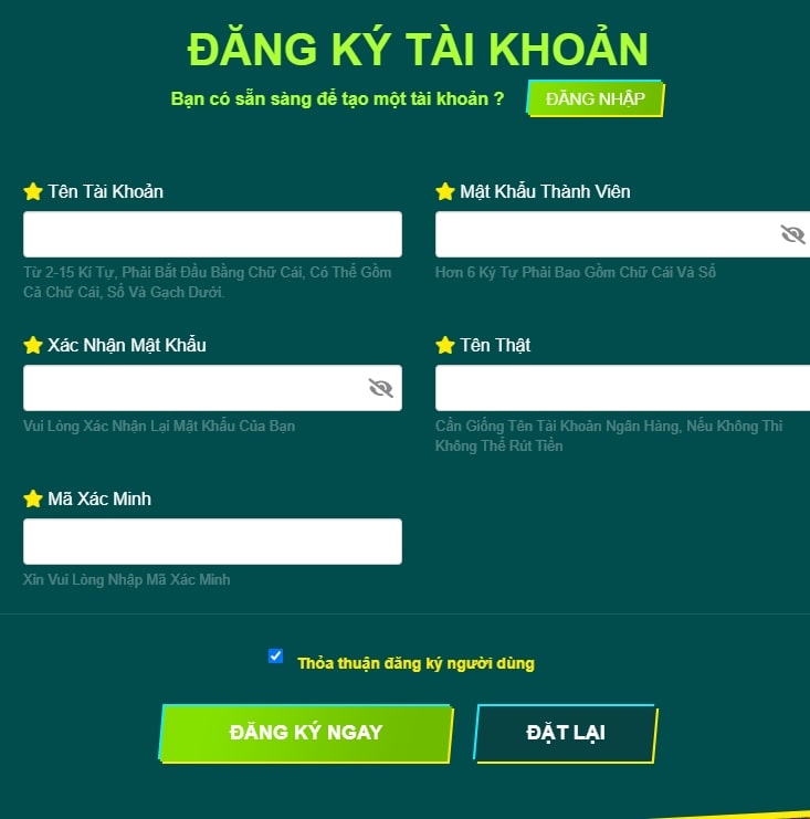 các bước đăng ký tài khoản 32win