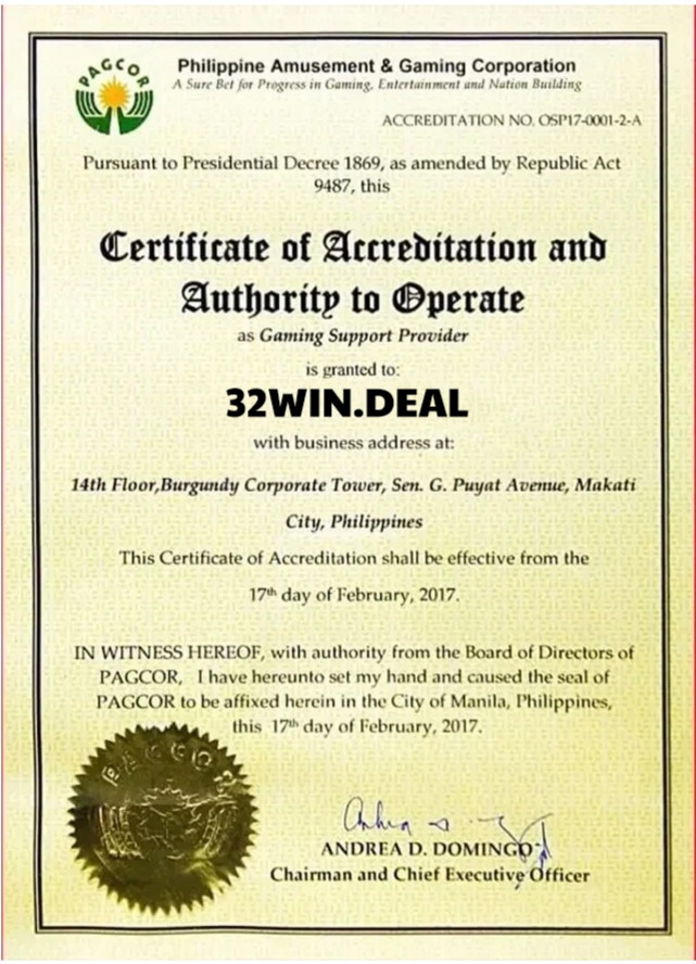 giấy phép 32win