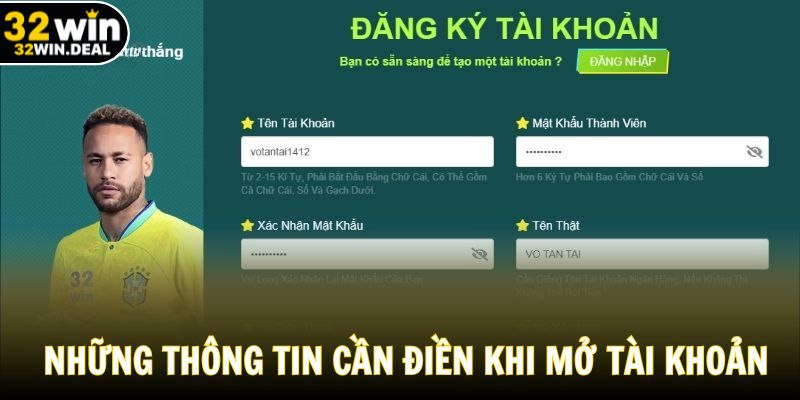 Những thông tin cần điền khi mở tài khoản